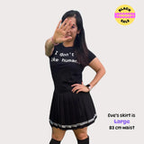 Black pleated skirt with white stripes