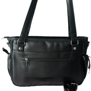 Black PU Leather Ita Shoulder Bag with clear window