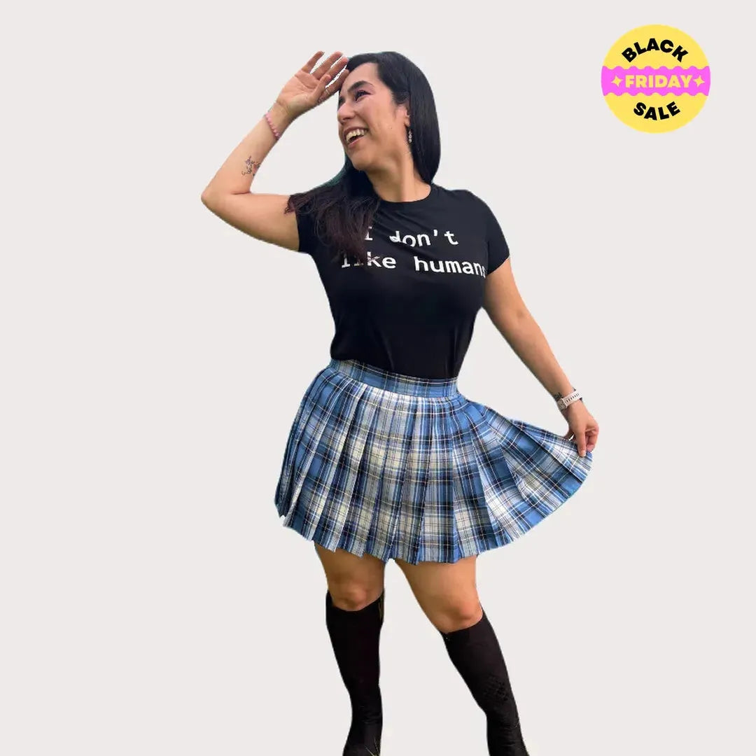 Blue Tartan Pleated Skirt – Kawaii Schoolgirl Cosplay