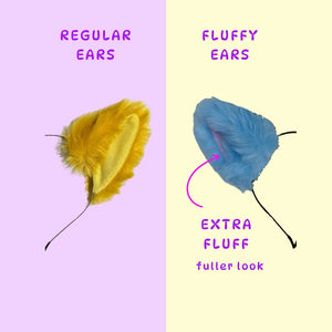 Fluffy light blue cat ears with pink inner detail
