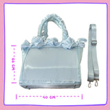 Pastel Blue Ruffle Ita Bag – Clear Display Pocket Crossbody or Handbag