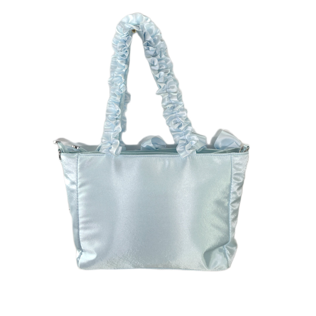 Pastel Blue Ruffle Ita Bag – Clear Display Pocket Crossbody or Handbag