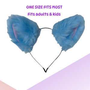Pastel blue kawaii cat ears for kids and adults