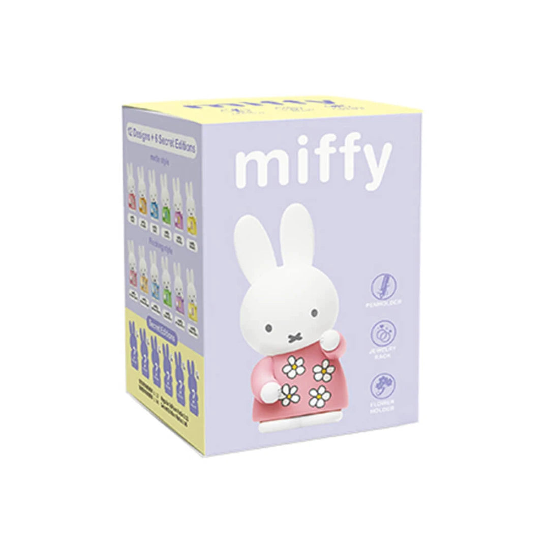 Miffy toy packaging with a white rabbit character on a light purple background