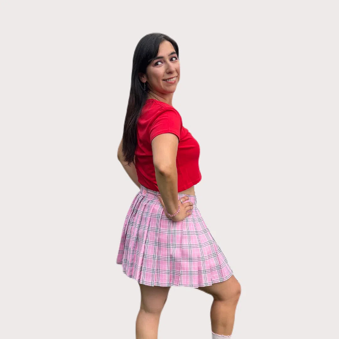 Pink Tartan Pleated Skirt β Schoolgirl Style
