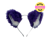 Fluffy Purple & White Cat Ears Headband – Cosplay Accessory - Extra floof