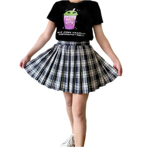 White & Black Pleated Skirt – Kawaii Schoolgirl Cosplay