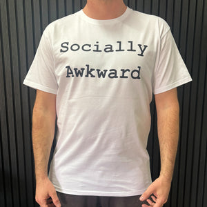 Unisex "Socially Awkward" White T-Shirt – Funny Antisocial Tee for Introverts