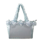 Pastel Blue Ruffle Ita Bag – Clear Display Pocket Crossbody or Handbag