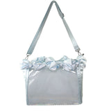 Pastel Blue Ruffle Ita Bag – Clear Display Pocket Crossbody or Handbag