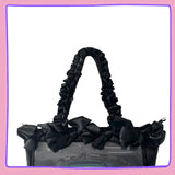 Black Ruffle Ita Bag – Dark Kawaii Display Tote for Pins & Plushies