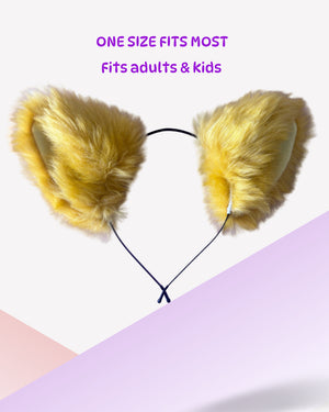 Yellow Fluffy Cat Ear Headband – Cosplay & Kawaii Accessory