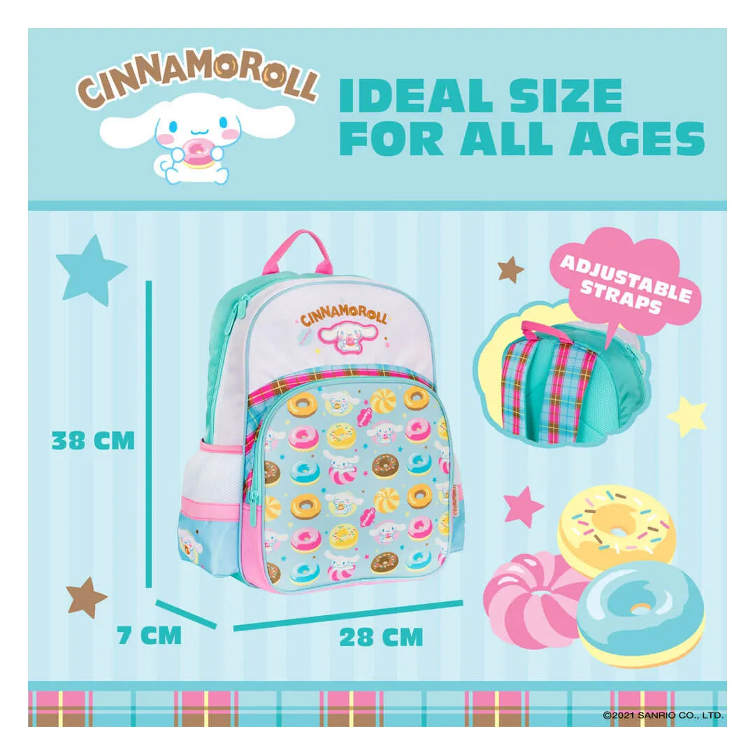 Backpack size diagram and adjustable straps graphic