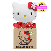Hello Kitty eco plush wearing red kimono with sakura flowers