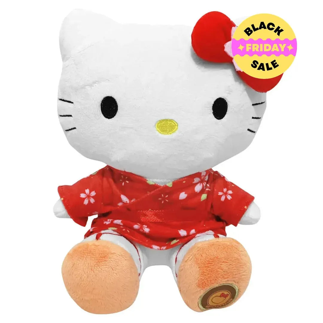 Reusable Hello Kitty cardboard gift bag with red bow design
