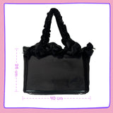 Black Ruffle Ita Bag – Dark Kawaii Display Tote for Pins & Plushies