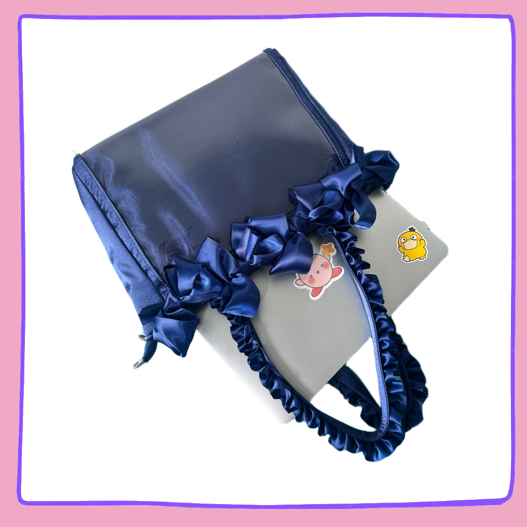 Navy Ruffle Ita Bag to display your pins!