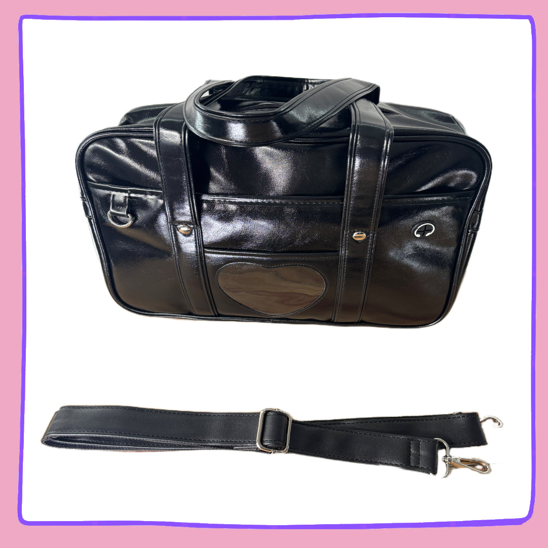 Black Japanese-Style Bag – School-Inspired Kawaii Tote for Pins & Charms