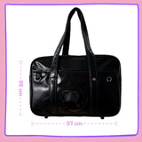 Black Japanese-Style Bag – School-Inspired Kawaii Tote for Pins & Charms