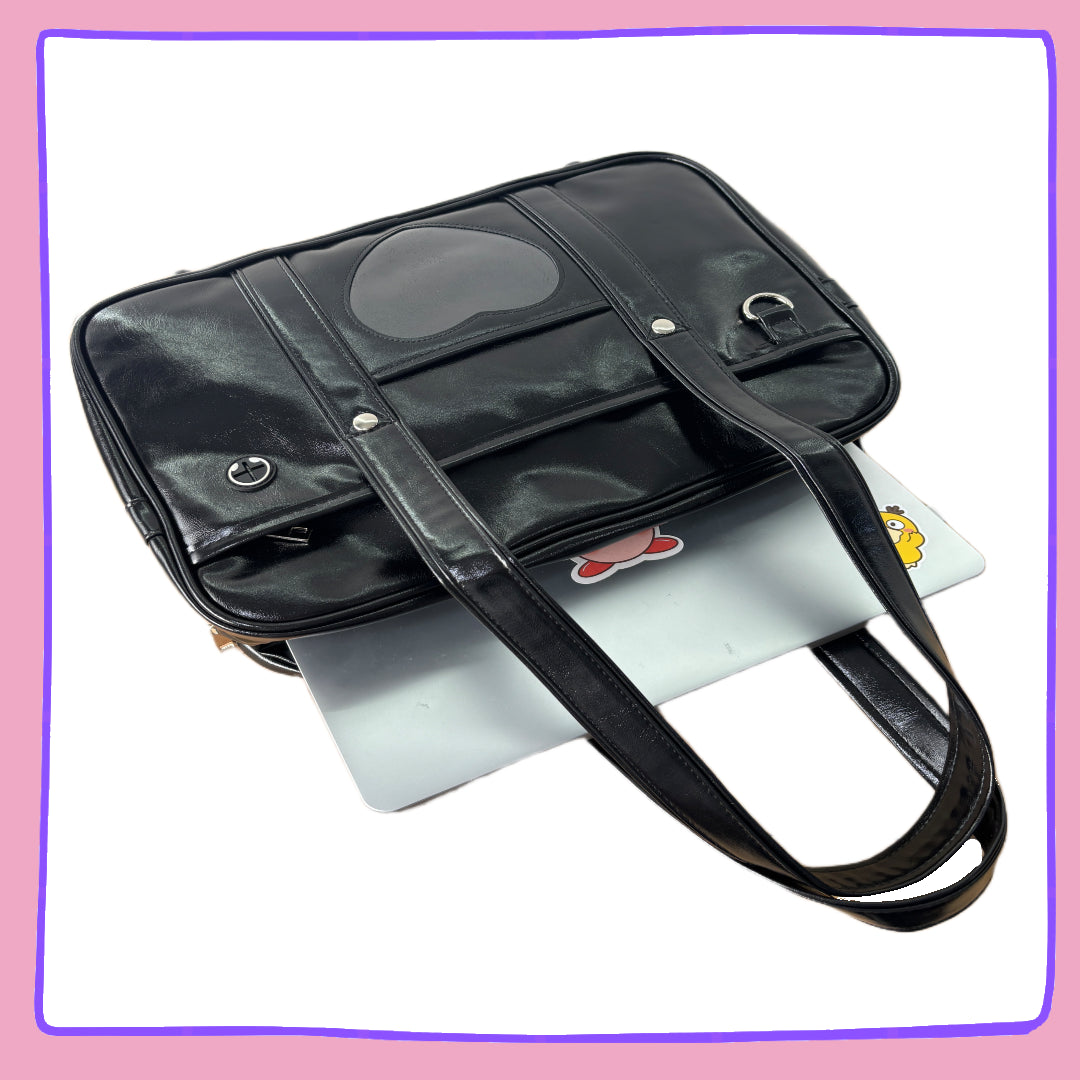 Black Japanese-Style Bag – School-Inspired Kawaii Tote for Pins & Charms