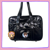 Black Japanese-Style Bag – School-Inspired Kawaii Tote for Pins & Charms