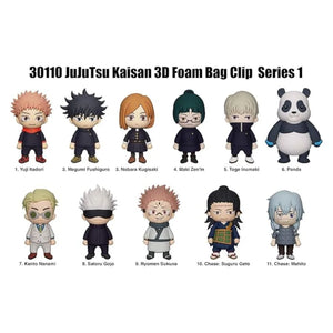 Collection of 11 anime character figurines part of Jujutsu Kaisen blind bag - bag clip seri4es