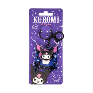 Kuromi keychain on a purple card with 'Kuromi' branding