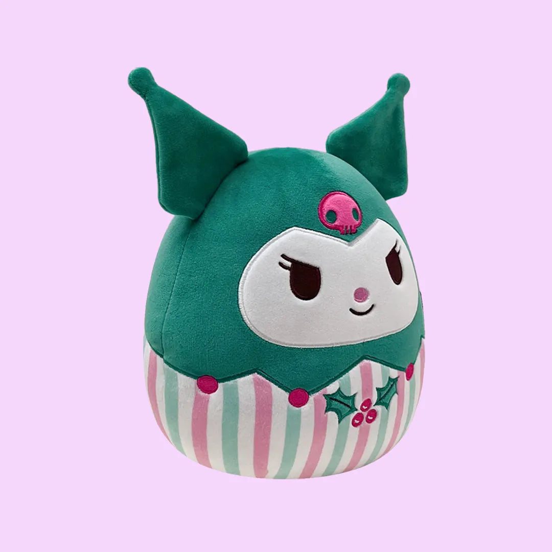 Plush toy with green head and striped body. Holiday plush Squishmallows