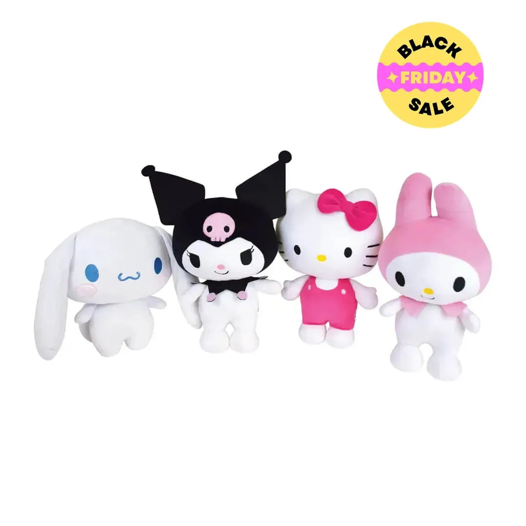 Sanrio plush range with Kuromi, Hello Kitty, My Melody and Cinnamoroll