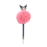 Kuromi Pom Pom Pen with fluffy pink pom pom and Kuromi figure topper β Sanrio stationery.