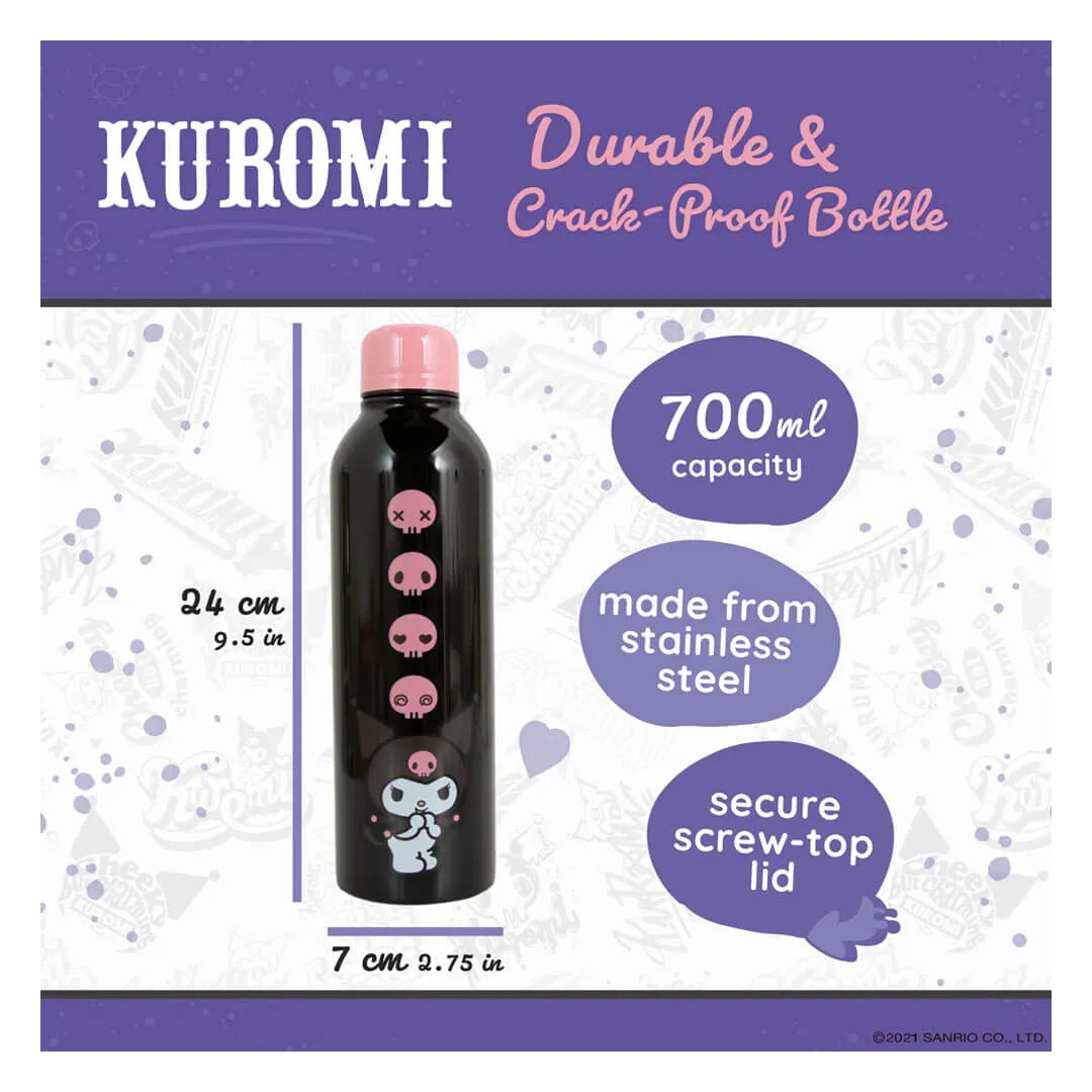 Kuromi durable and crack-proof bottle packaging with product details.