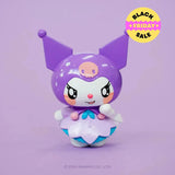 Close-up of Kuromi mini figure and purple accessory pouch