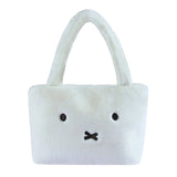 White Miffy plush bag with a face design on a white background