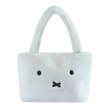 White Miffy plush bag with a face design on a white background