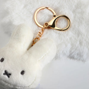 Gold clasp and keyring detail on Miffy face plush keychain