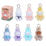 Set of colorful plush keychains with a Miffy box in the background. Blind box Australia
