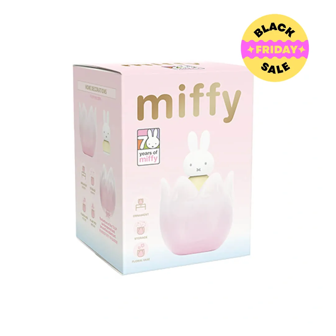 Pink Miffy product packaging with 'miffy' branding on a white background