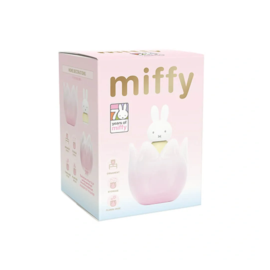 Pink Miffy product packaging with 'miffy' branding on a white background