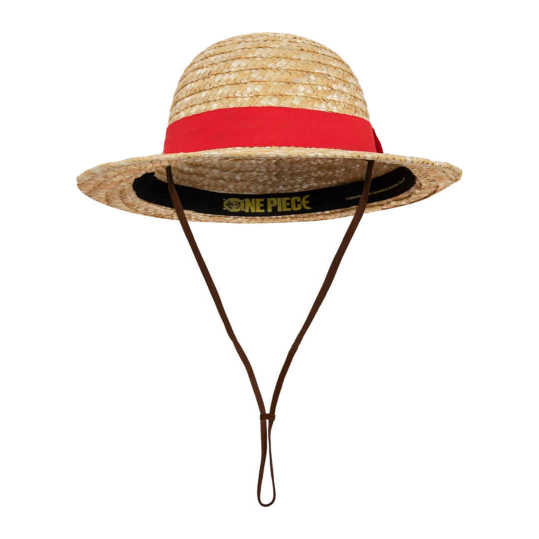 Straw hat with a red band and 'One Piece' logo. One piece Official Merch australia