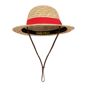 Straw hat with a red band and 'One Piece' logo. One piece Official Merch australia