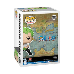 Funko Pop! packaging featuring a character from One Piece Roronoa Zoro