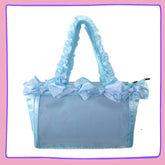 Pastel Blue Ruffle Ita Bag – Clear Display Pocket Crossbody or Handbag