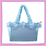 Pastel Blue Ruffle Ita Bag – Clear Display Pocket Crossbody or Handbag