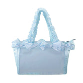 Pastel Blue Ruffle Ita Bag – Clear Display Pocket Crossbody or Handbag