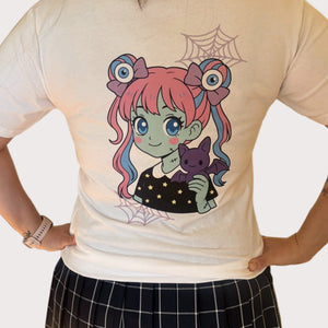 UNISEX T-SHIRT Kawaii Zombie Girl Back-Print Tee