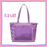 Lavender lace-up ita bag with clear window for displaying pins and charms