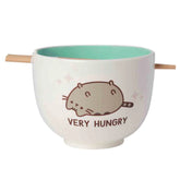 Very Hungry ramen bowl with ceramic design and bamboo chopsticks – cute licensed Pusheen kitchenware