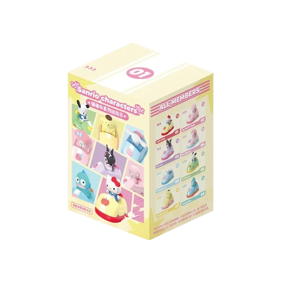 Box of Sanrio character figurines on a white background