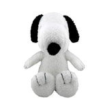 White Snoopy plush dog toy with black accents on a white background