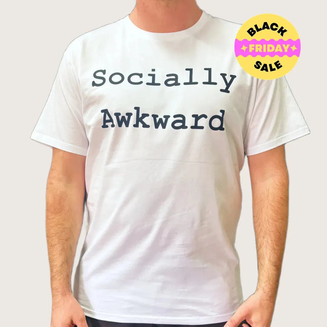 Unisex "Socially Awkward" White T-Shirt – Funny Antisocial Tee for Introverts
